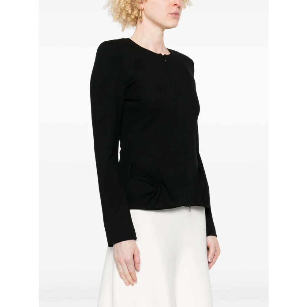 Emporio Armani Zwarte Jersey Ritsjas met Schoudervullingen Black Dames