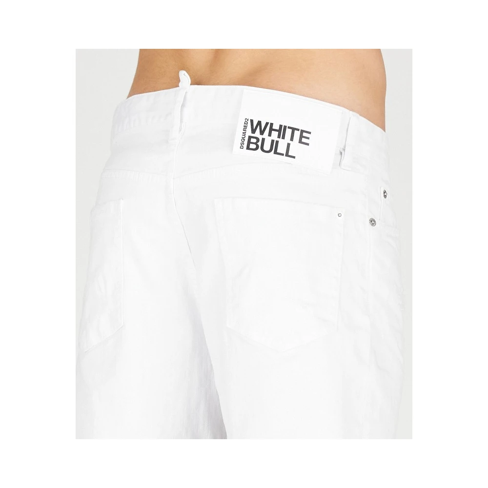 Dsquared2 Witte Stretch Katoenen Shorts met Logo White Heren