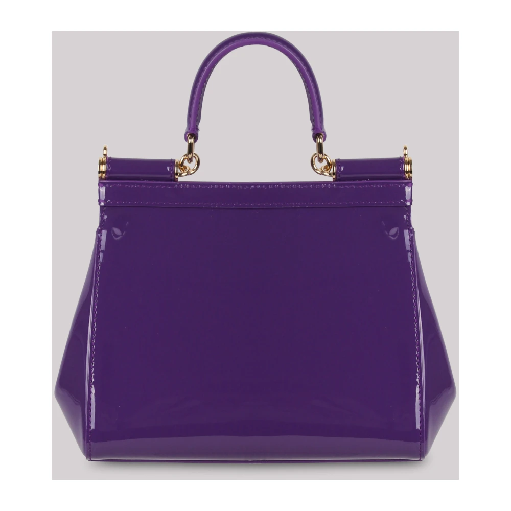 Dolce & Gabbana Medium Sicily Schoudertas met Patent Finish Purple Dames