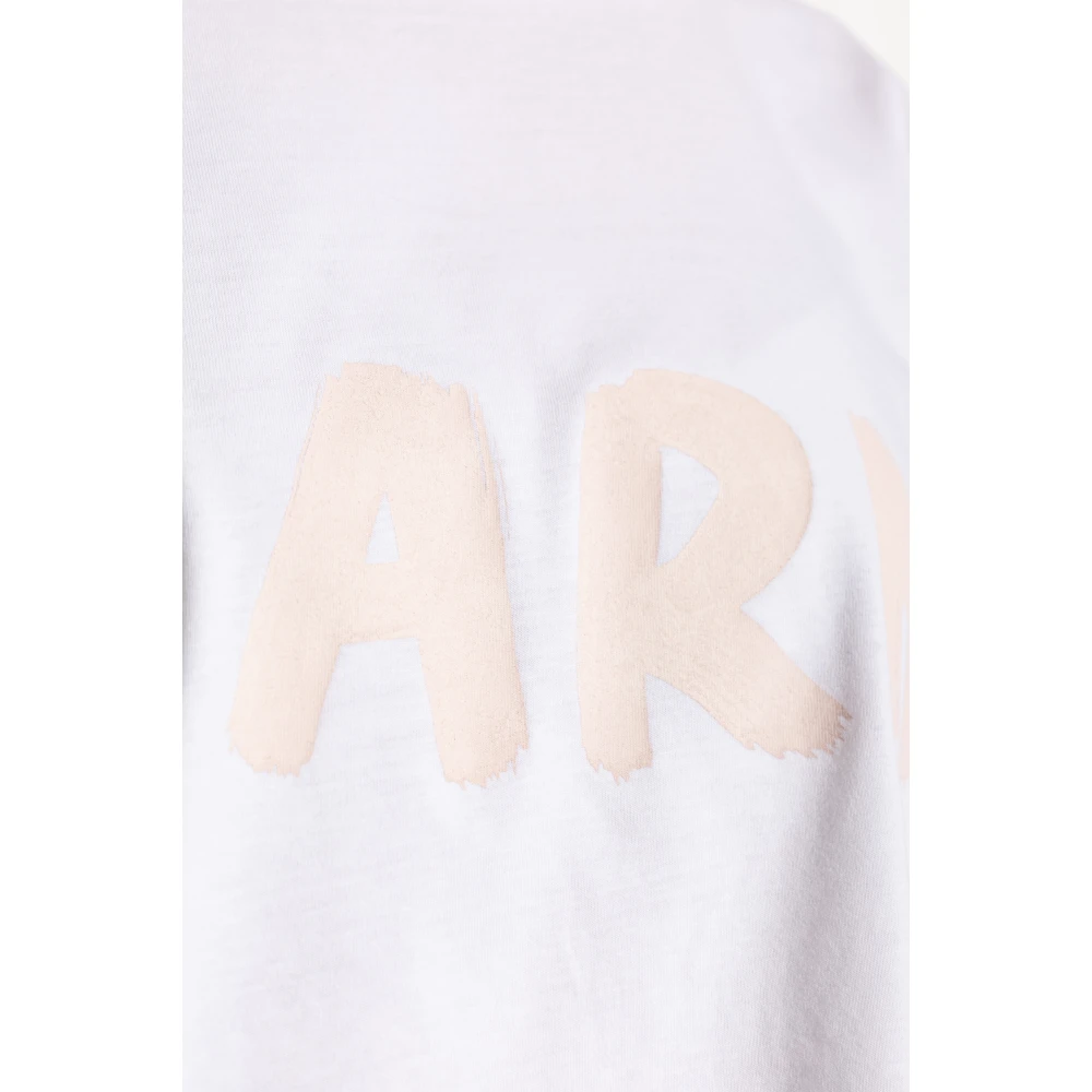 Marni T-shirt met bedrukt logo White Dames