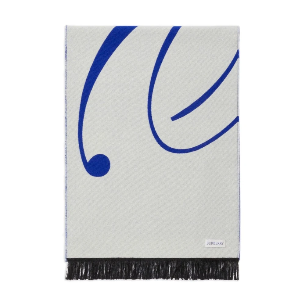 Burberry Logo Wol en Zijden Sjaal Blue Heren