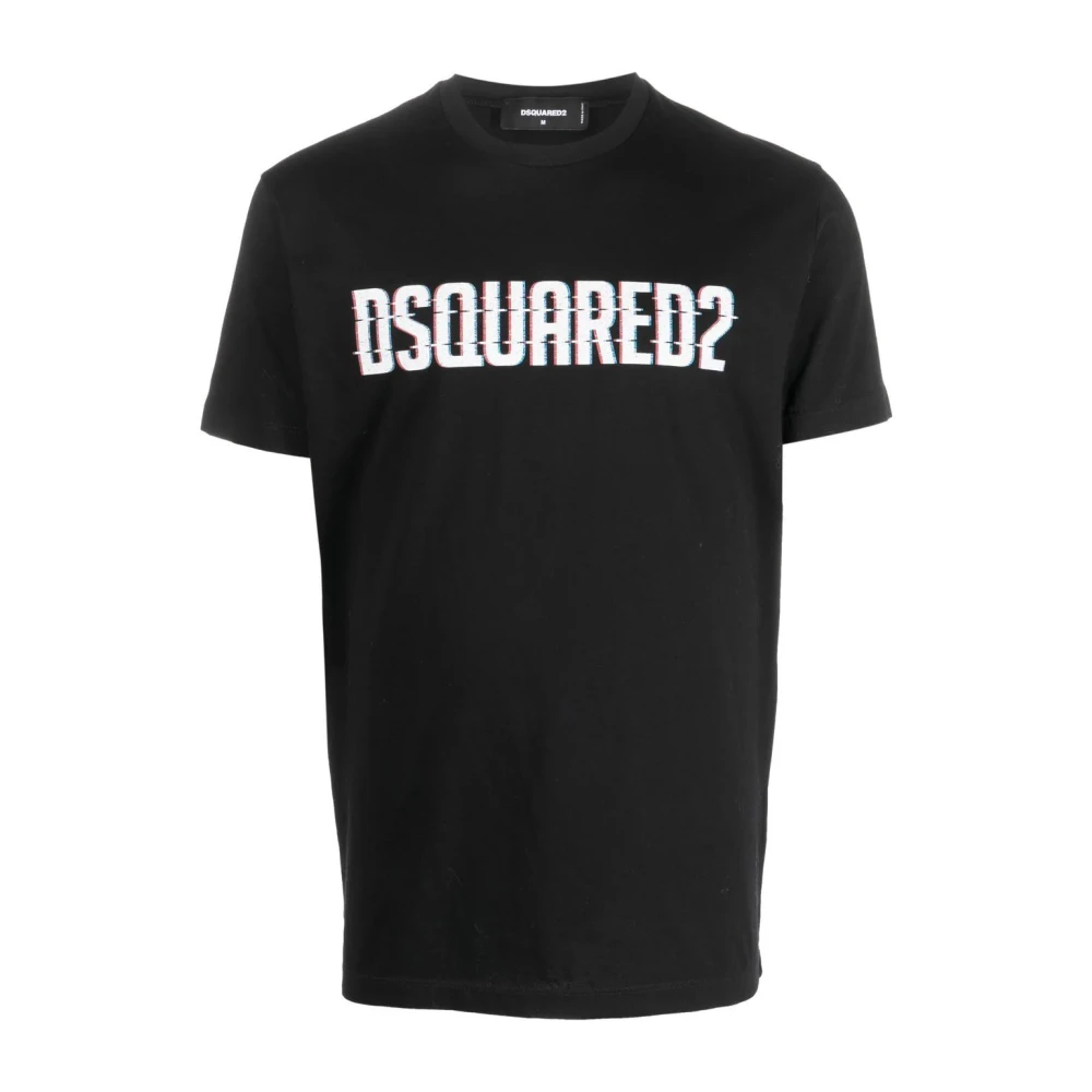 Dsquared2 Men's Black T-Shirts, Xs, Glitch Logo Tee Shirt