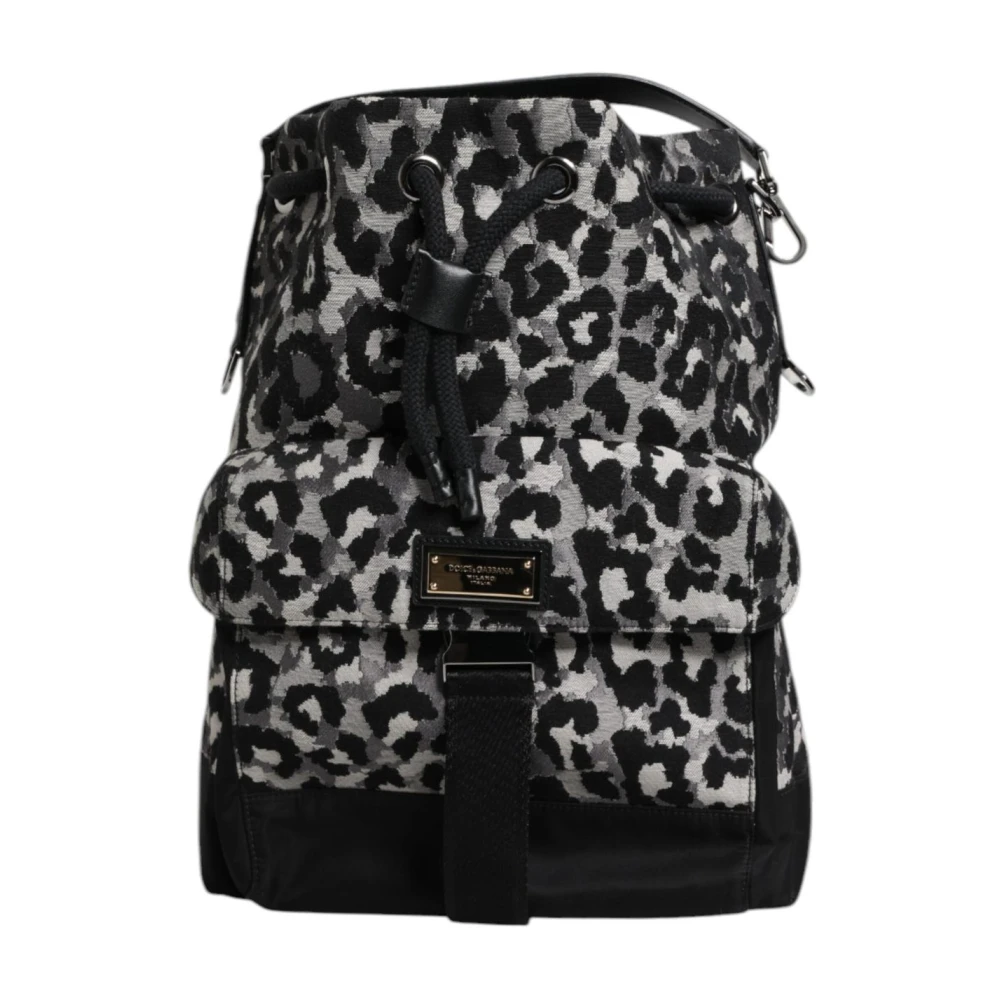 Dolce & Gabbana Leopard Jacquard Crossbody Tas Black Heren