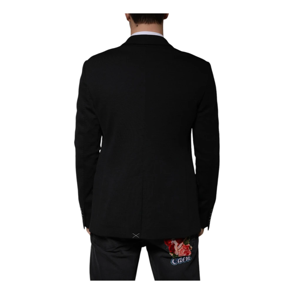 Dolce & Gabbana Zwarte Wol Slim Fit Blazer Black Heren