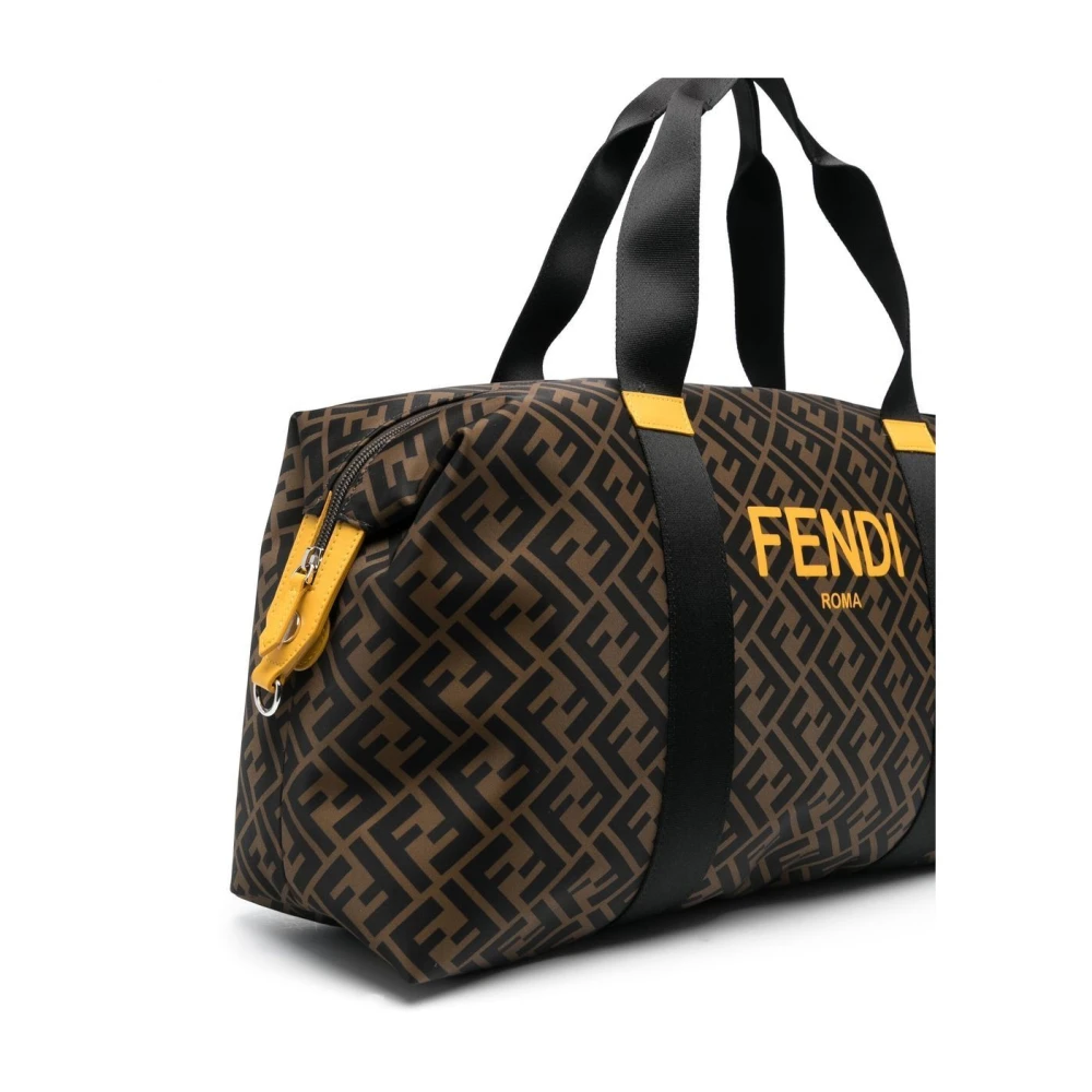 Fendi Logo Print Sporttas Brown Heren