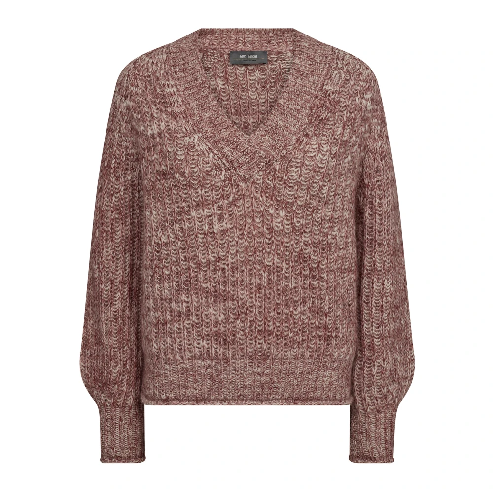 MOS MOSH V-Hals Gebreide Trui Rosette Red Dames