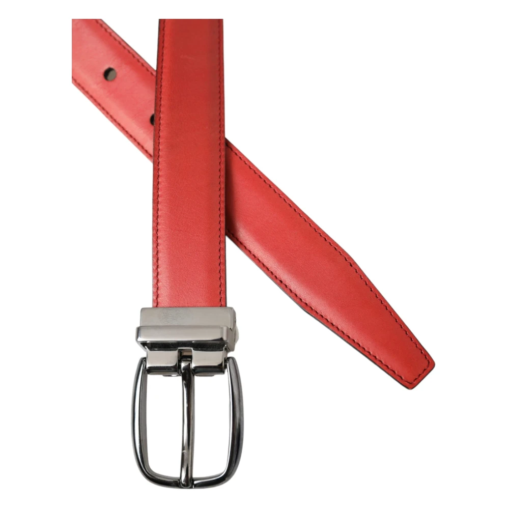 Dolce & Gabbana Rode Metalen Gesp Riem Red Heren