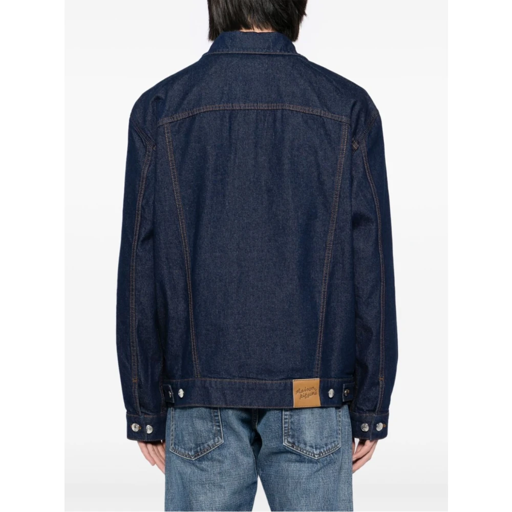 Maison Kitsuné Indigo Trucker Jacket Aw24 Blue Heren