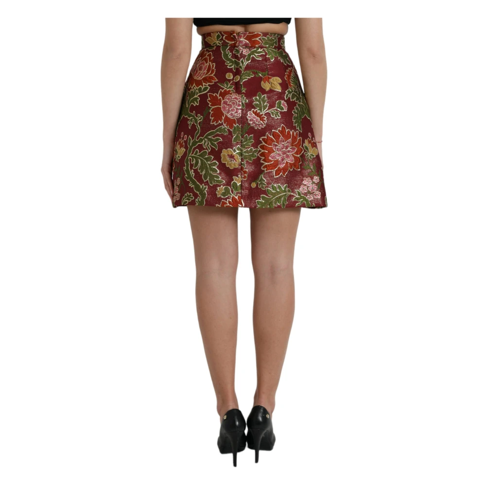 Dolce & Gabbana Bloemige Jacquard Minirok in kastanjebruin Multicolor Dames