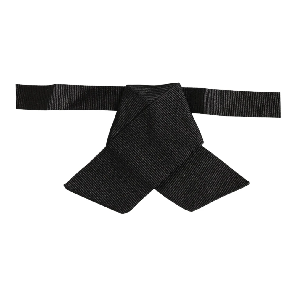 Dolce & Gabbana Men Black 100% SIlk Adjustable Neck Papillon Bow Tie - Image 2