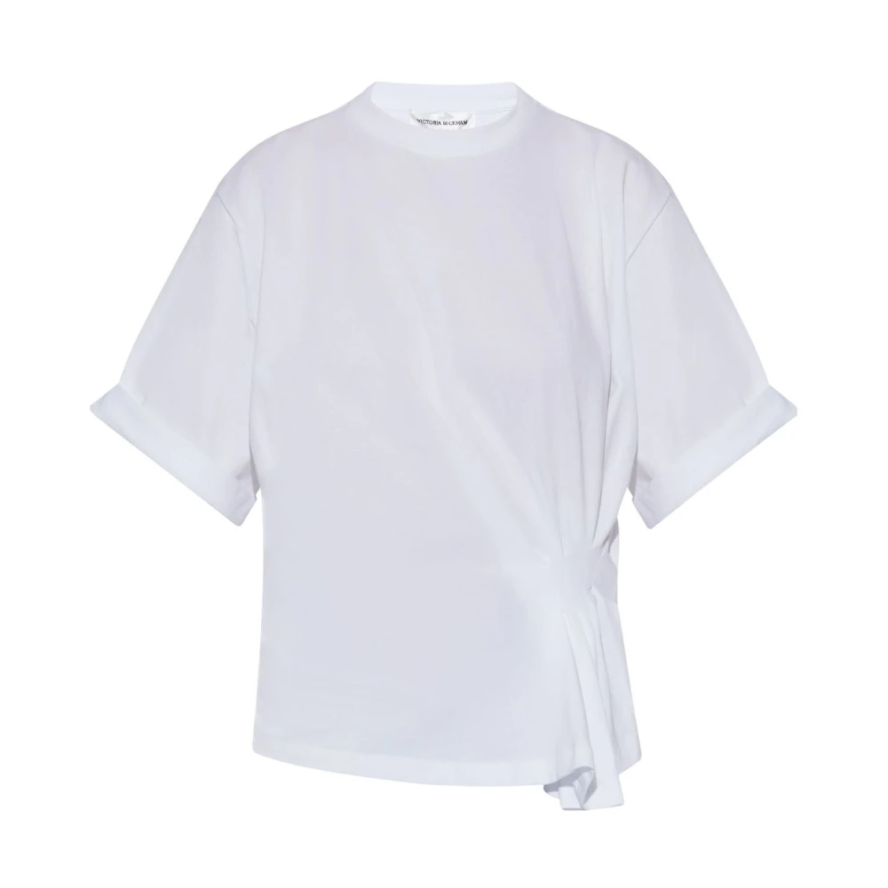 Victoria Beckham Gerimpeld Wit Katoenen T-shirt White Dames