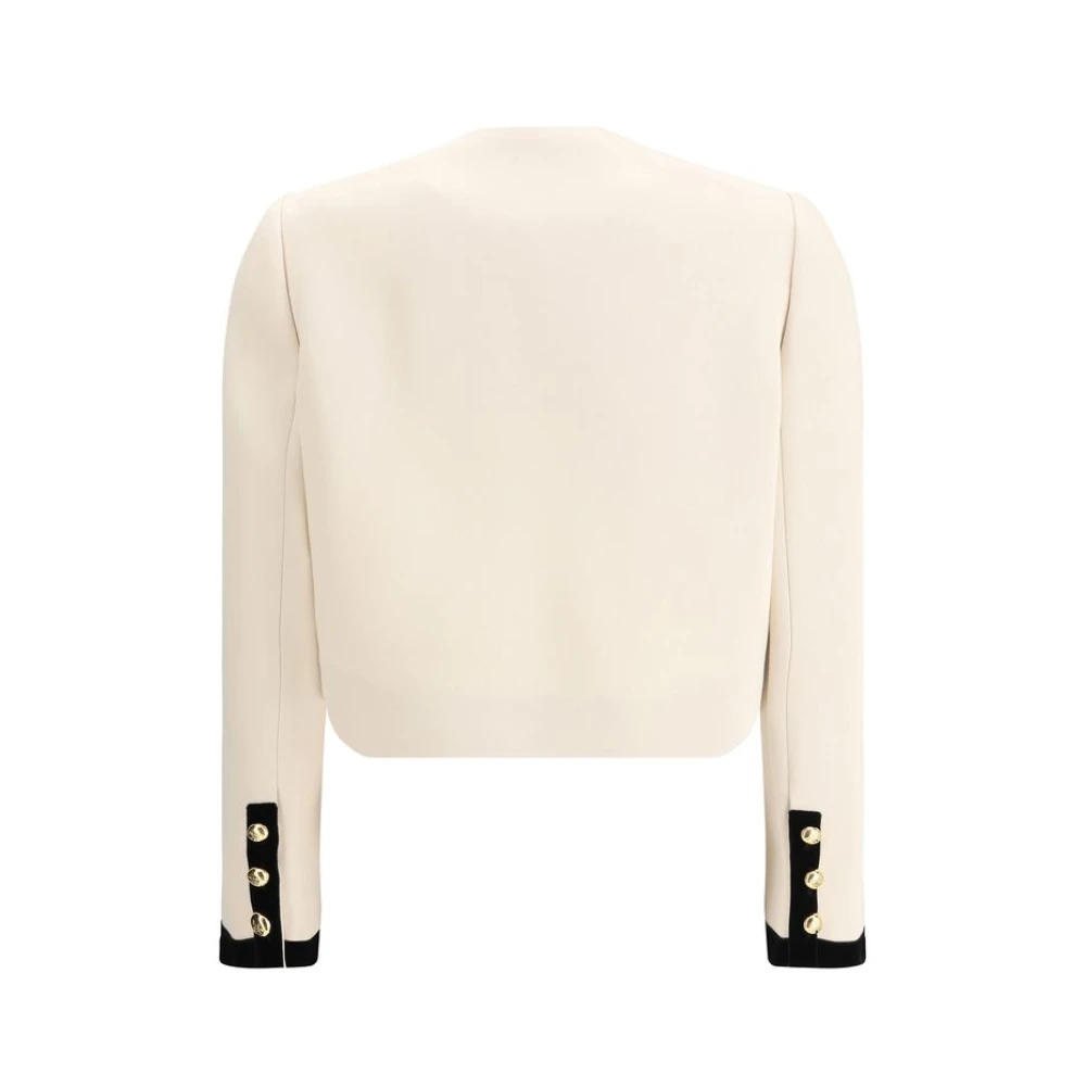 Prada Stijlvolle Jas met Fluweel Details Beige Dames