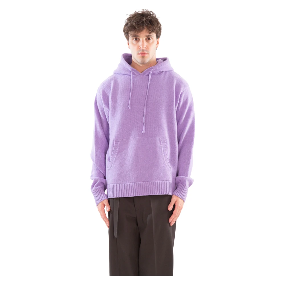 Seven Gauge Capuchon Lamswol Trui Purple Heren