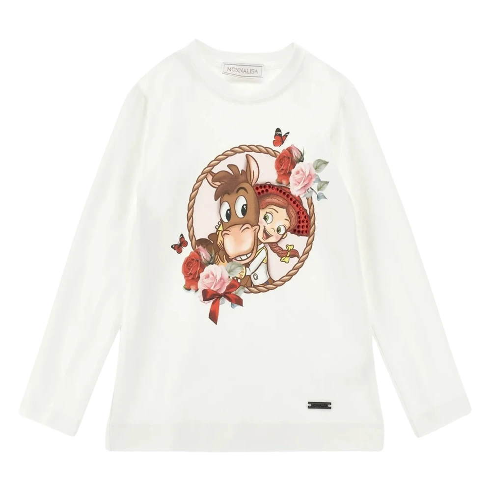 Monnalisa , Kids Short Sleeve T-Shirts, Female, Beige, 12 Y, Disney Bullseye And Jessie T-Shirt