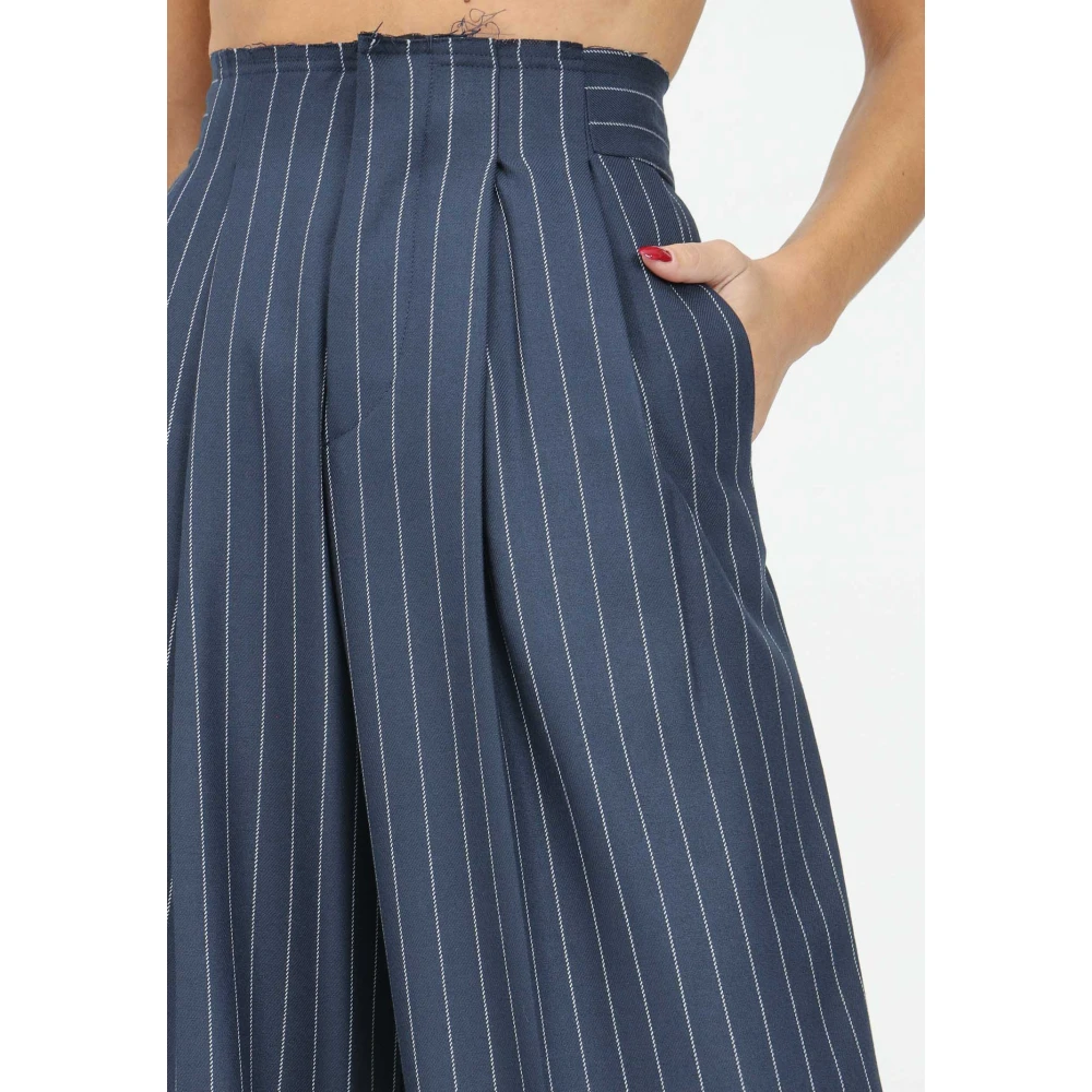 Mar De Margaritas Elegante Blauwe Gestreepte Broek Blue Dames