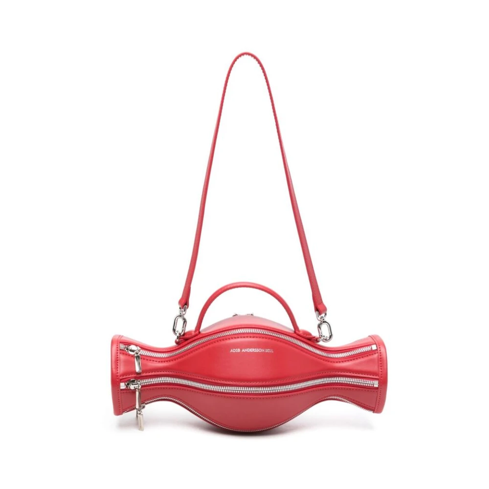 Andersson Bell Rode Leren Schoudertas met Meerdere Ritsen Red Dames