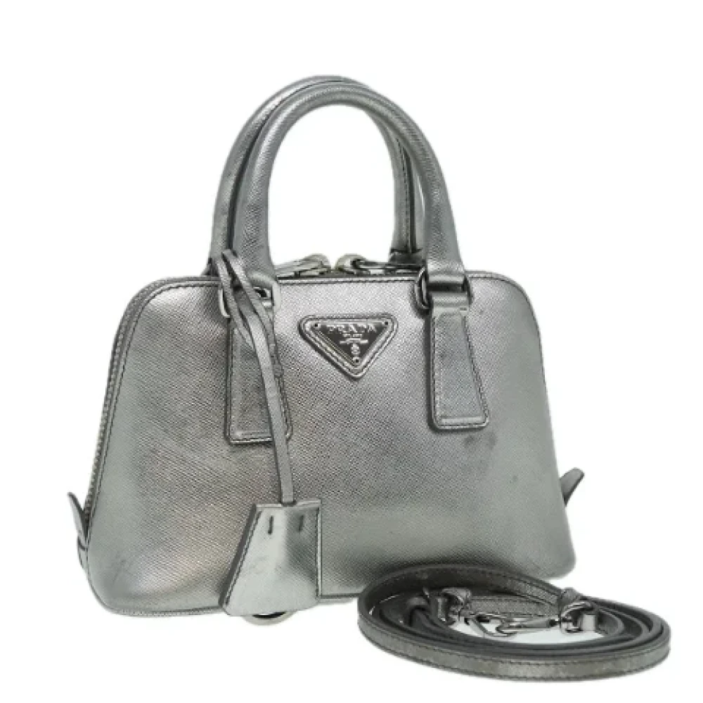 Prada Vintage Pre-owned Leather handbags Gray Dames