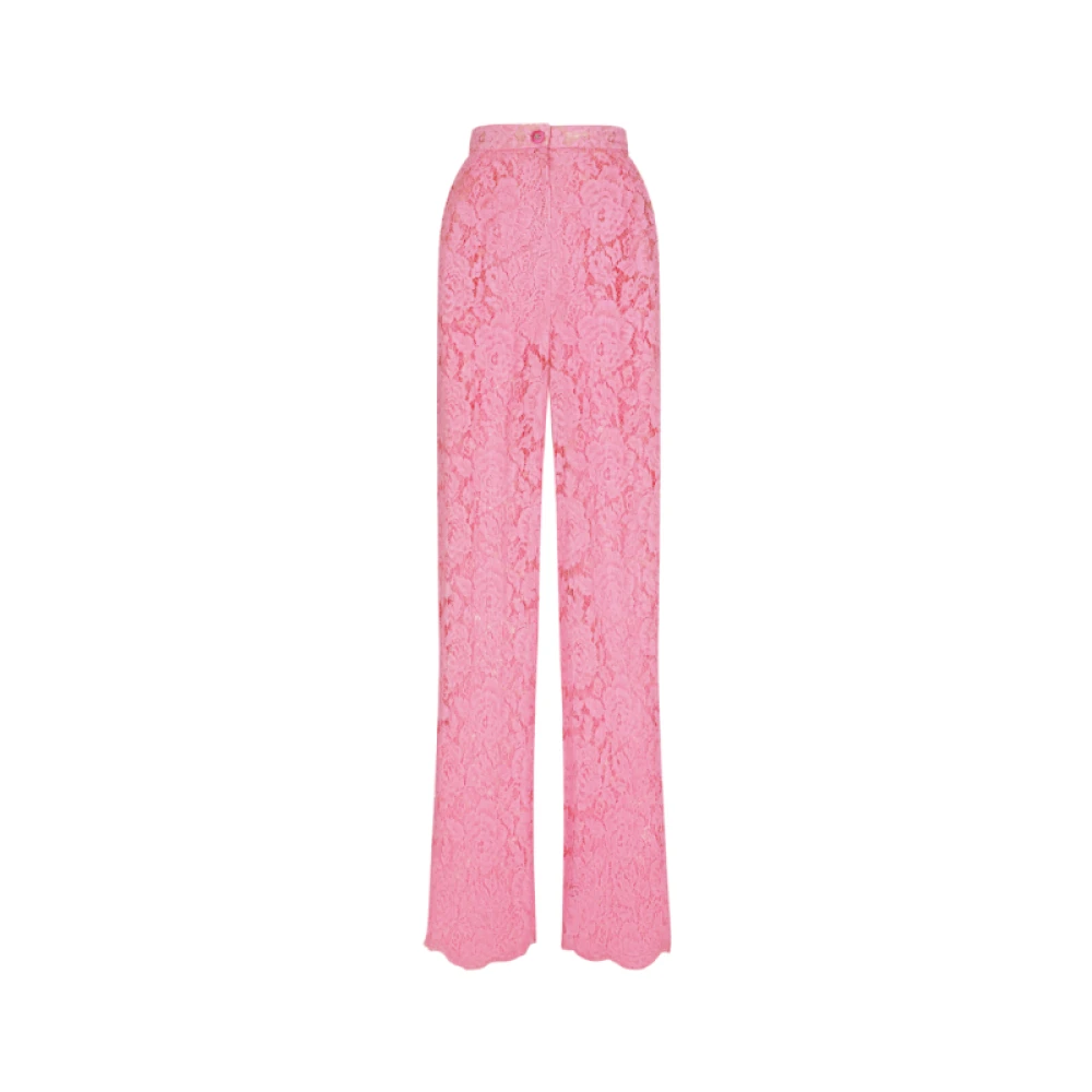 Dolce & Gabbana Floral Spets Flarebyxor Pink, Dam