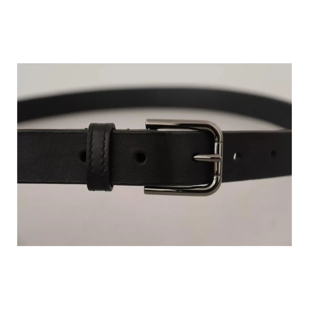 Dolce & Gabbana Zwart Leren Metalen Gesp Riem Black Heren