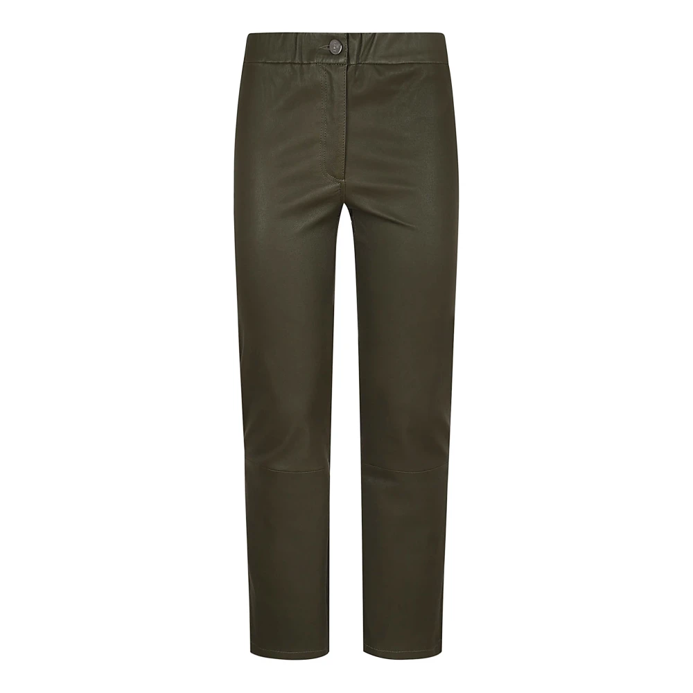 Arma Groene Leren Broek Chic Stijl Green Dames