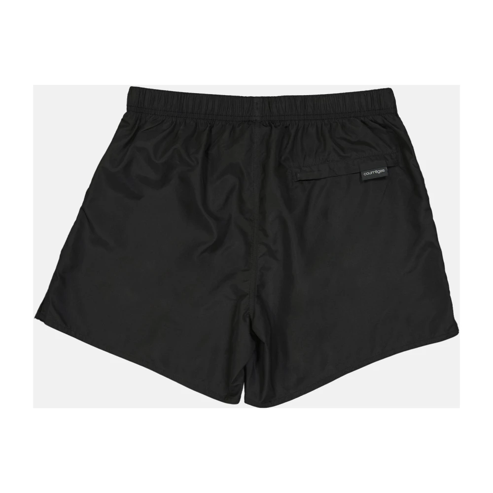 Courrèges Nylon Straight Cut Shorts met Elastische Taille Black Heren