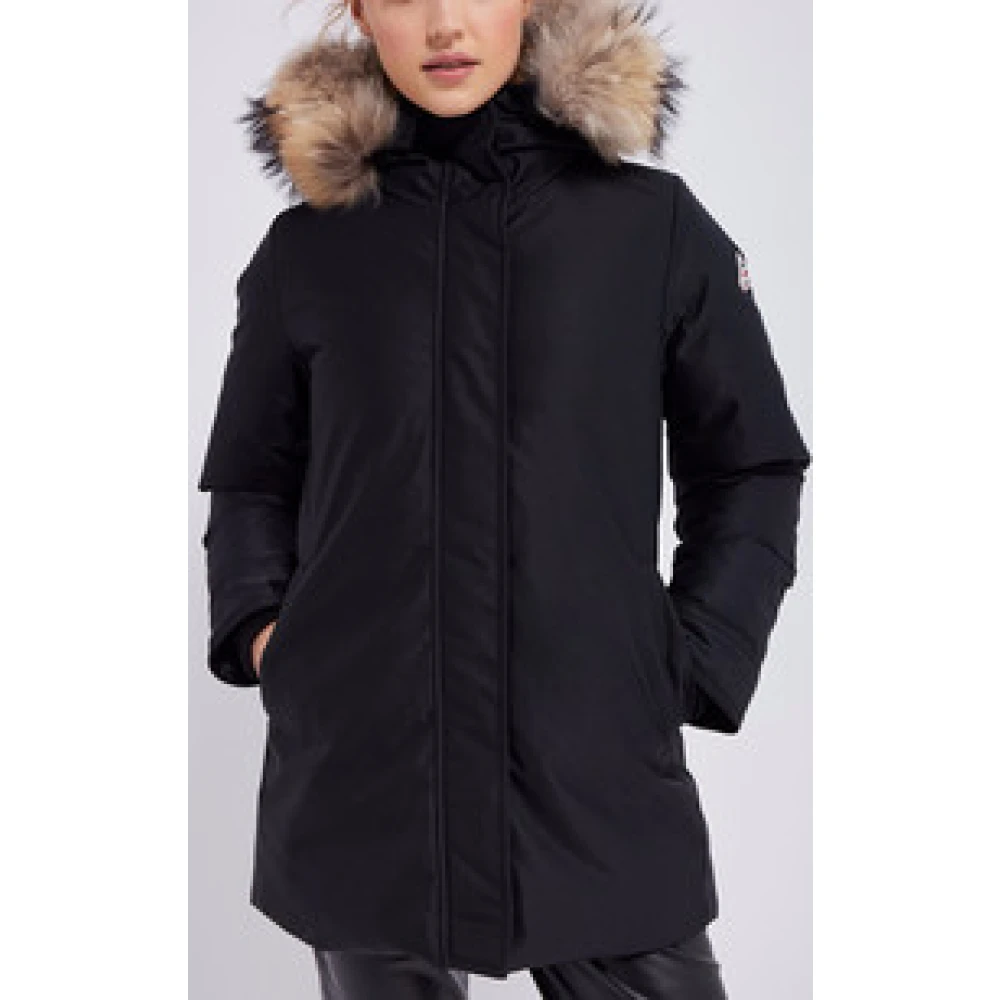 Pyrenex Zwarte Bordeaux Parka met Fin Raccoon Bont Black Dames
