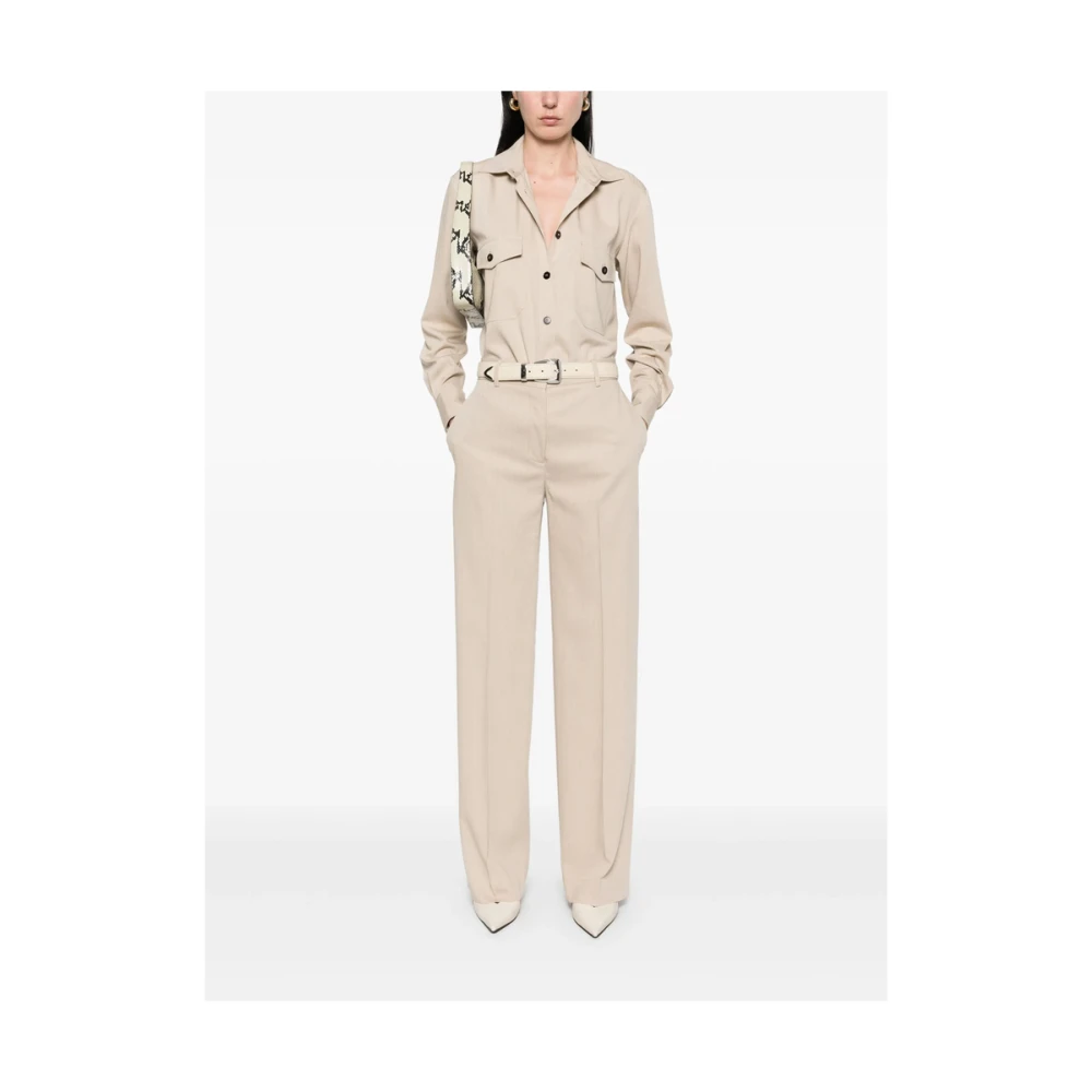 Antonelli Firenze Beige Overhemd met Zakken Beige Dames