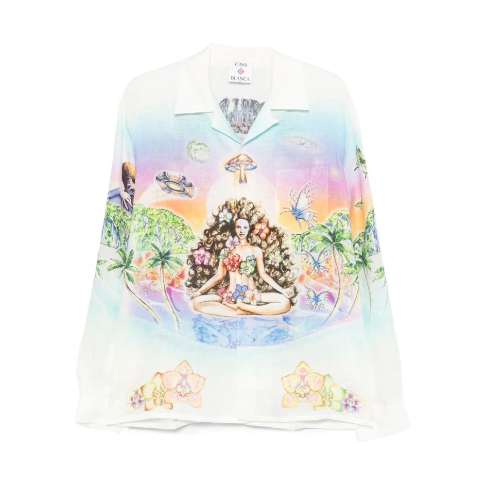 Casablanca Men's Multicolor Casual Shirts, S, Silk Shirt