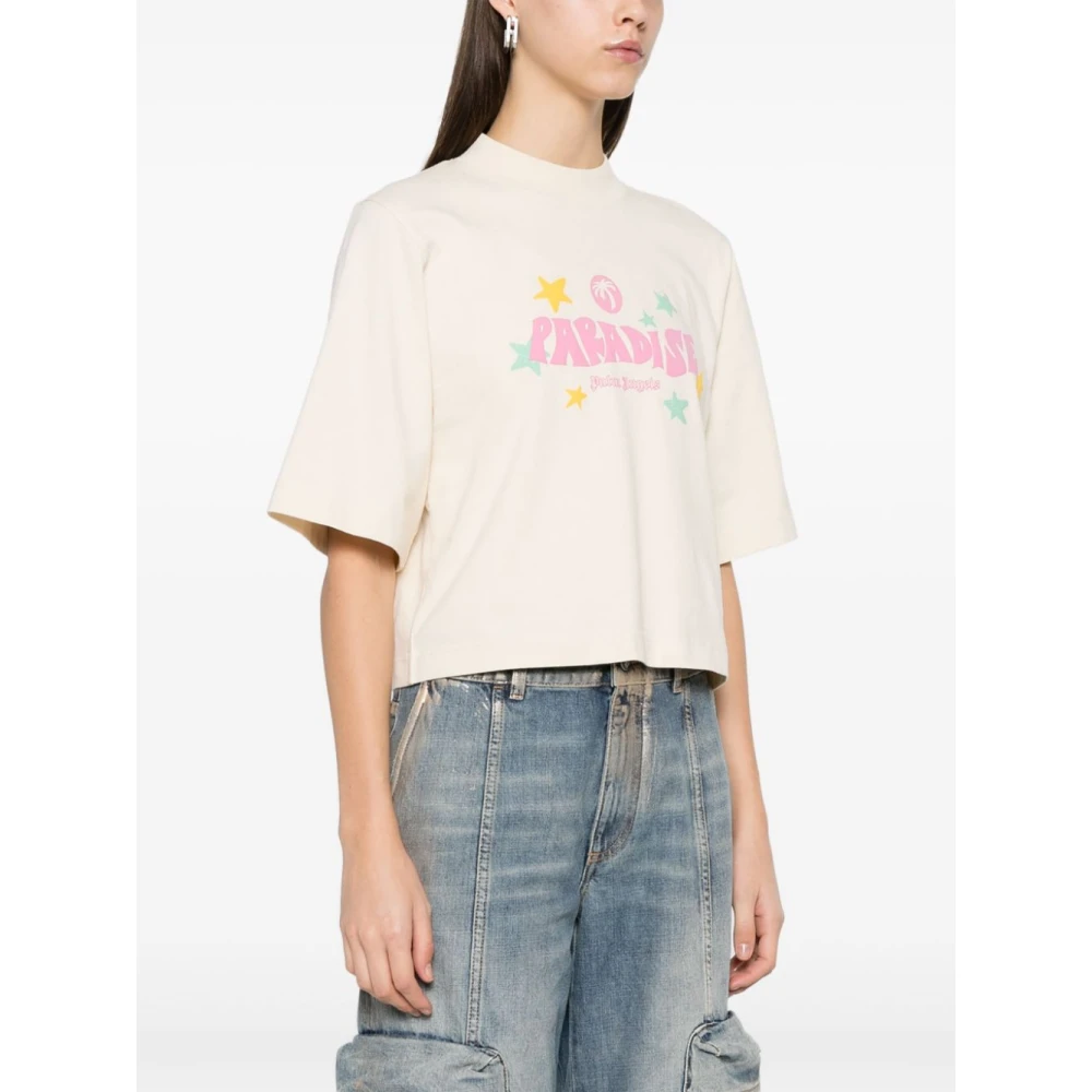 Palm Angels Witte T-shirts en Polos met Logoprint White Dames