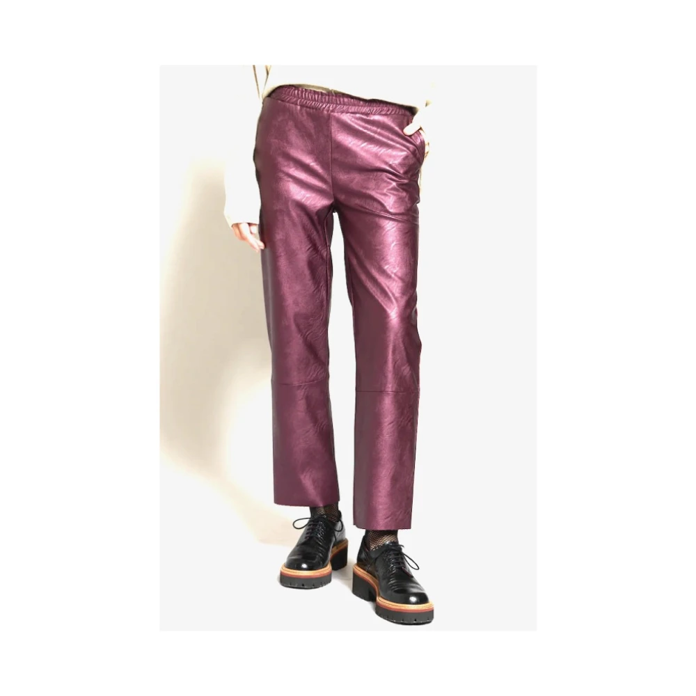 Maevy Vegan Leren Rechte Broek Purple Dames