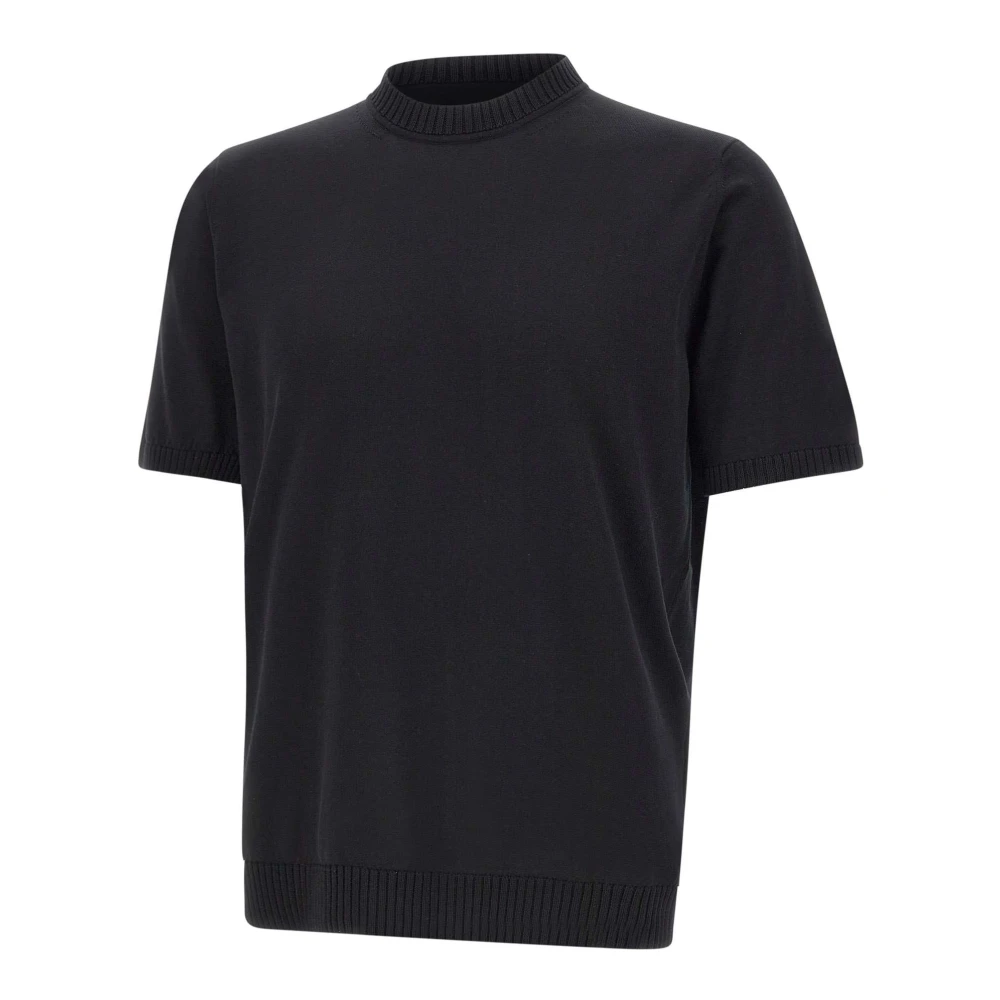 Filippo De Laurentiis Black Cotton Crepe Crewneck - Male - Turtlenecks - 3XL - Knitwear