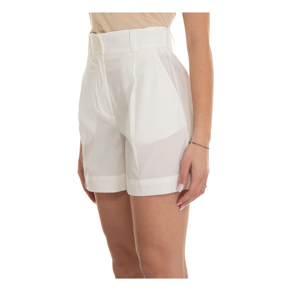 Woolrich Hoge Taille Katoenen Shorts met Zakken White Dames