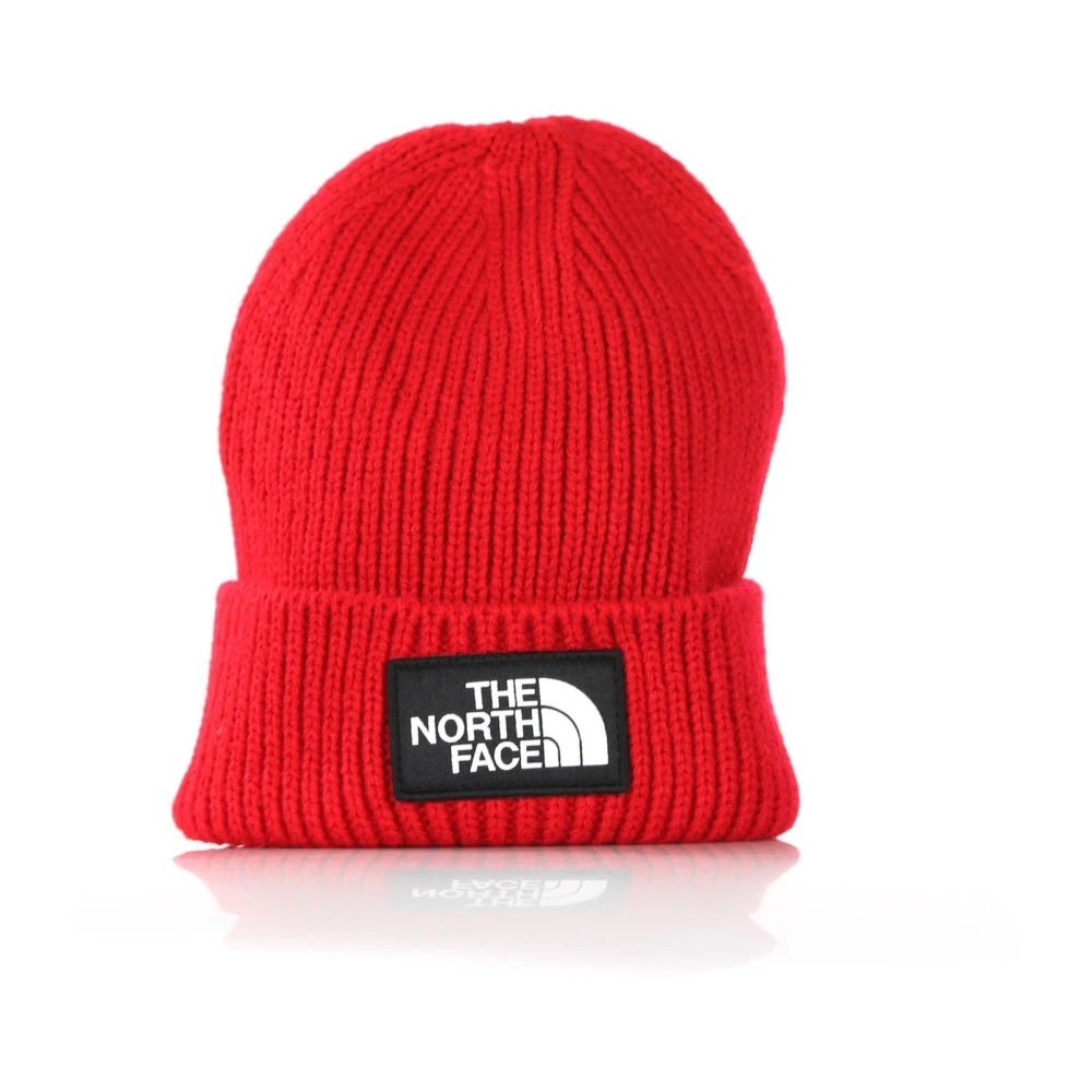 The North Face Logo Box Cuff Wollen Muts Red Heren