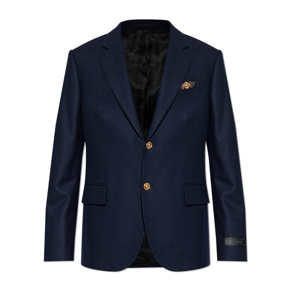 Versace Mannelijk Blauw Jassen Heren, L, Wol, Wollen Blazer