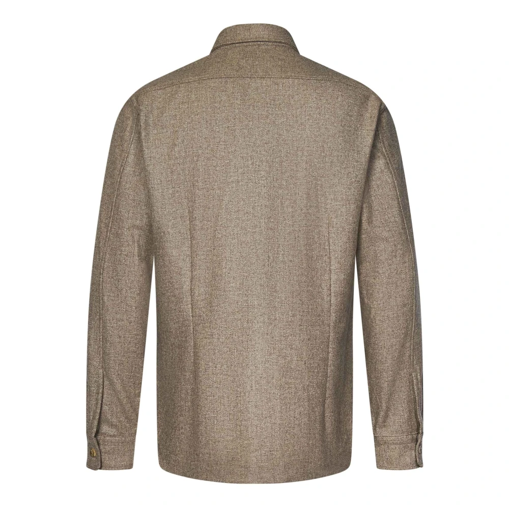 Boglioli Beige Wolmix Knoopshirt Beige Heren