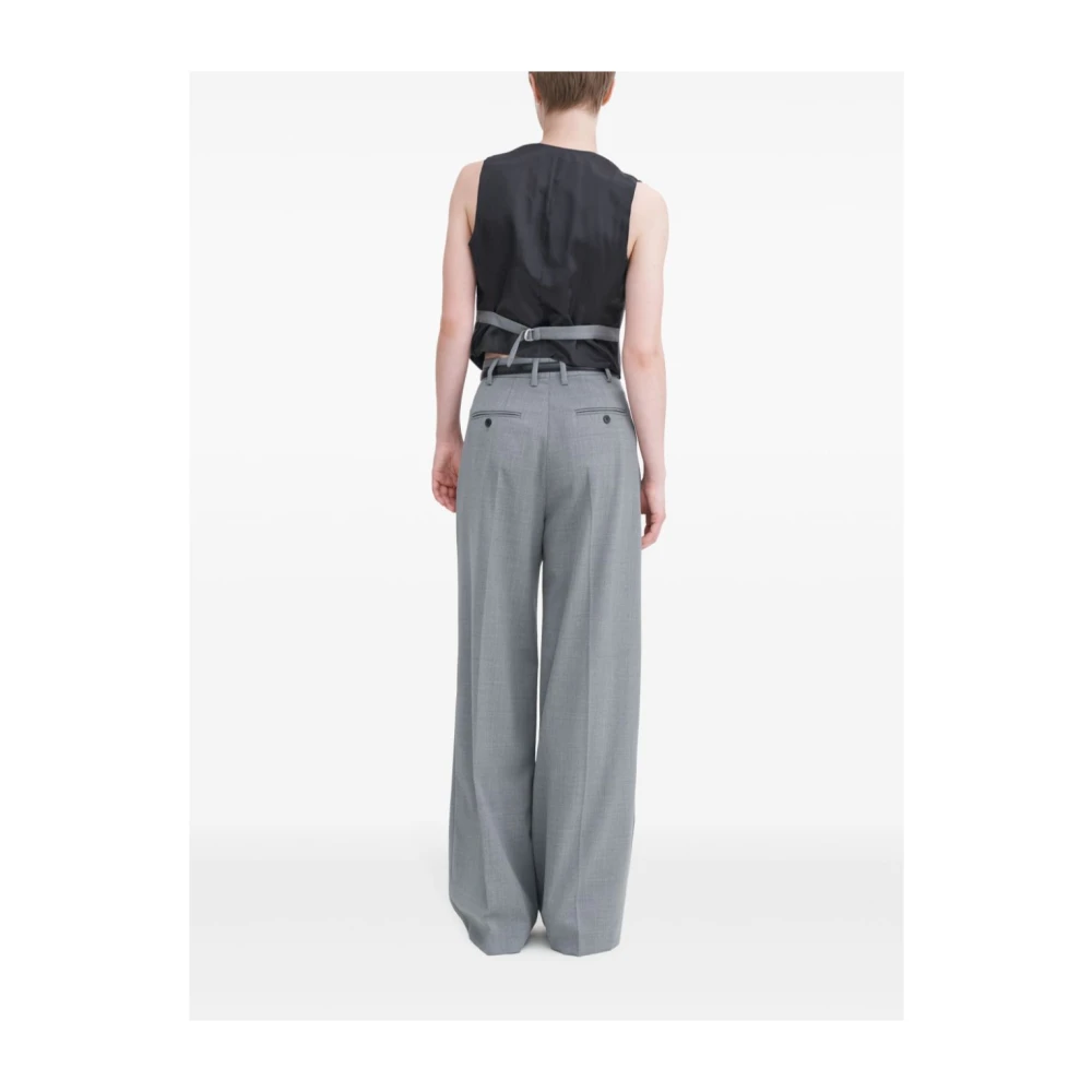 Filippa K Grijze Broek met Hoge Taille en Wijde Pijpen Gray Dames