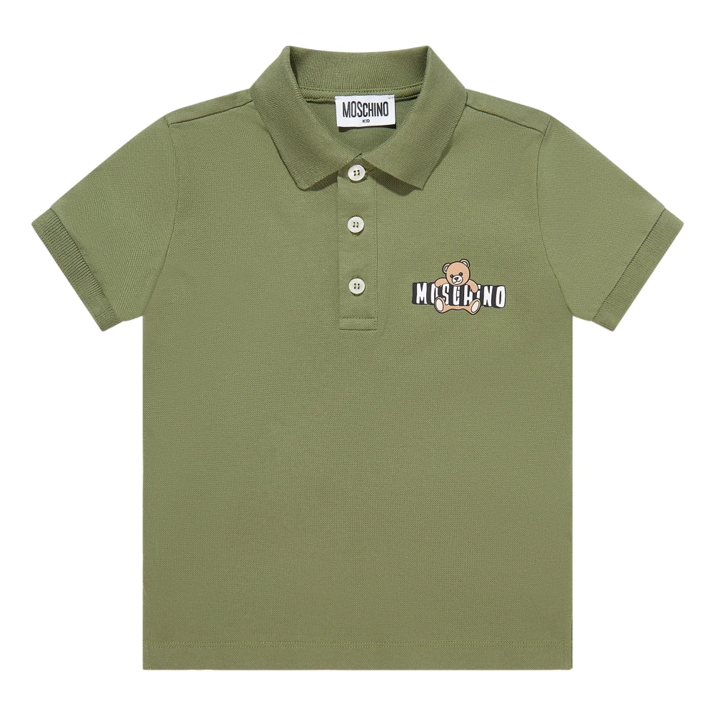 Moschino Men's Green Teddy Bear Logo Polo Shirt