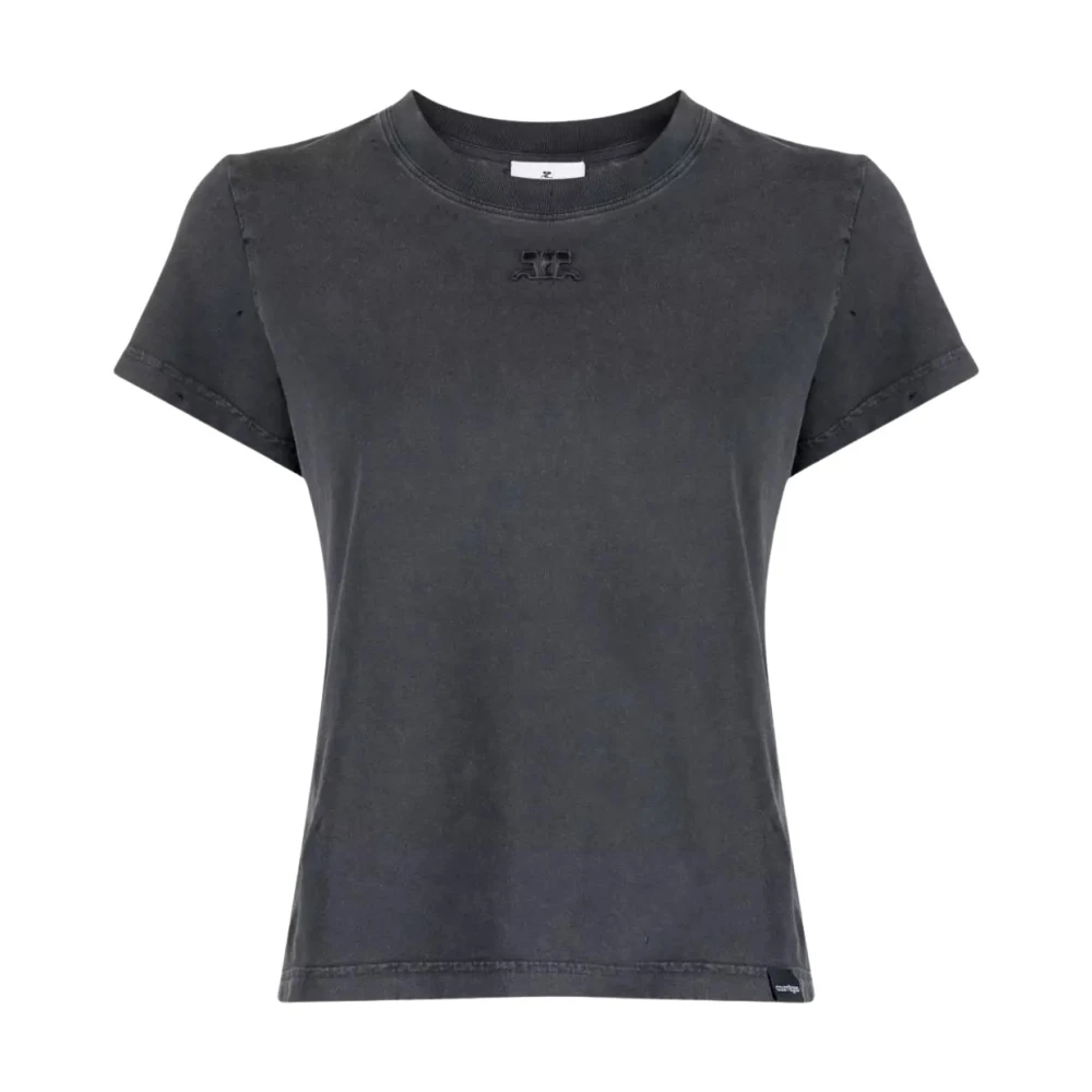 Courrèges Women's Grey Cotton Distressed Tee