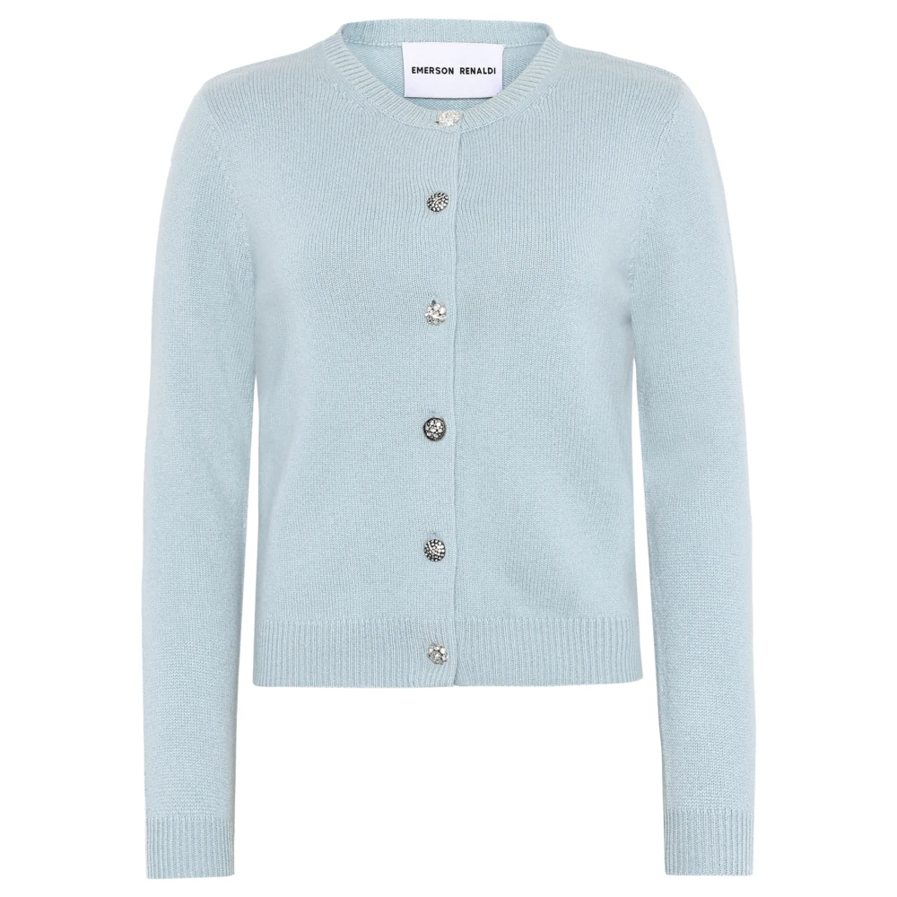 Emerson Renaldi Kasjmier Gebreide Crew Neck Cardigan Blue Dames