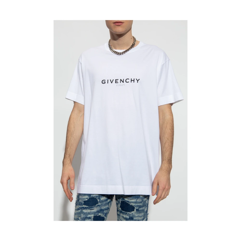 Givenchy Zwart Logo Oversized T-Shirt White Heren