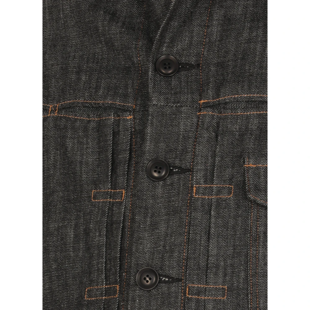 Y-3 Zwarte Jeansjas met Kraag en Knopen Black Dames