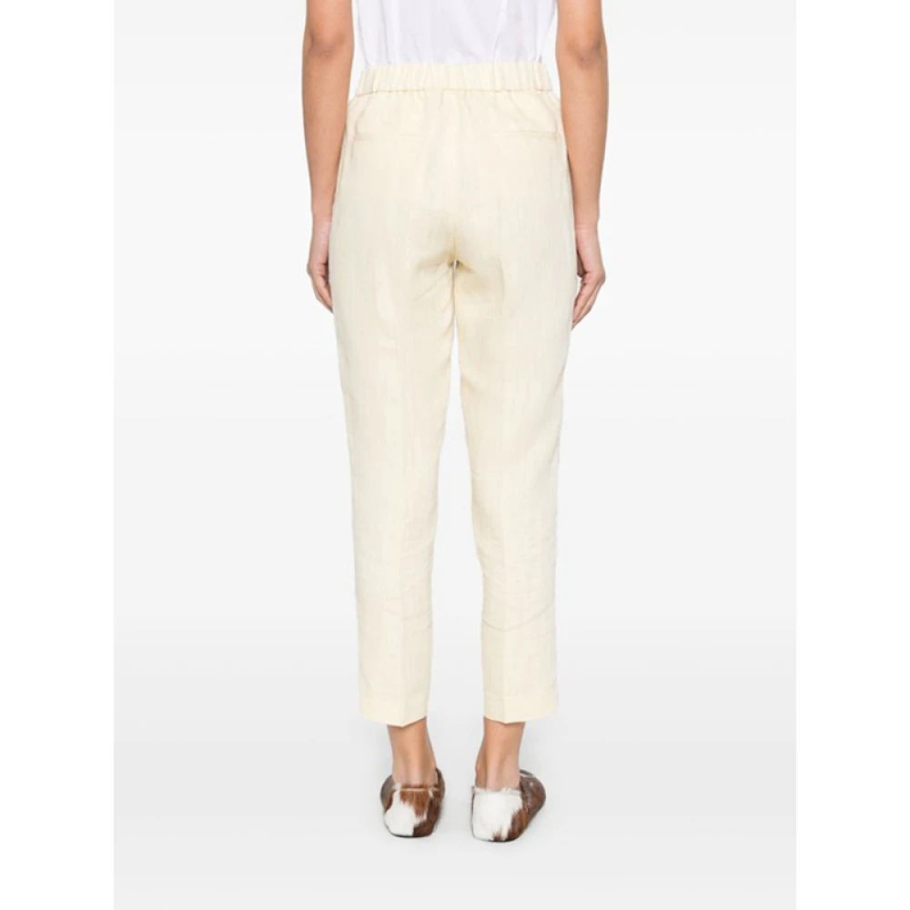 PESERICO Gele broek met kraalrand Beige Dames