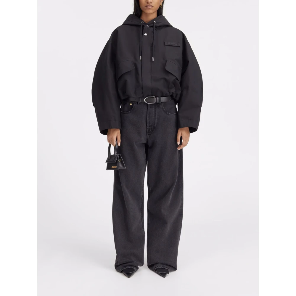 Jacquemus Korte Cropped Parka Jas Black Dames