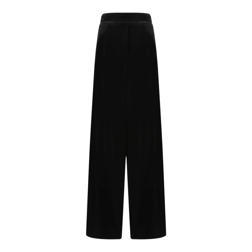 Max Mara Women's Black Wide Trousers, 2XS, Bratto Sateen Velvet Trousers