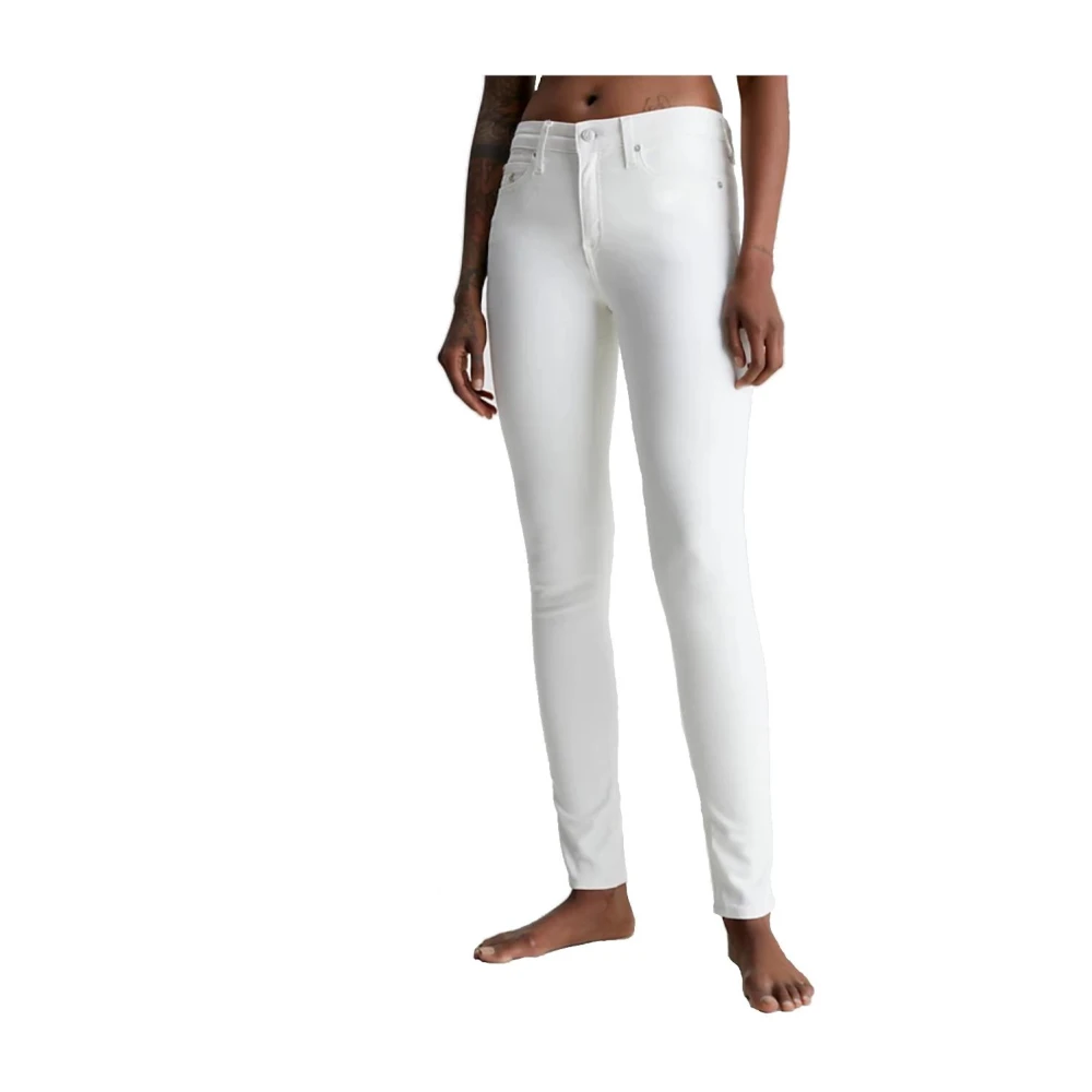 Calvin Klein Women's White Mid Rise Skinny Pants
