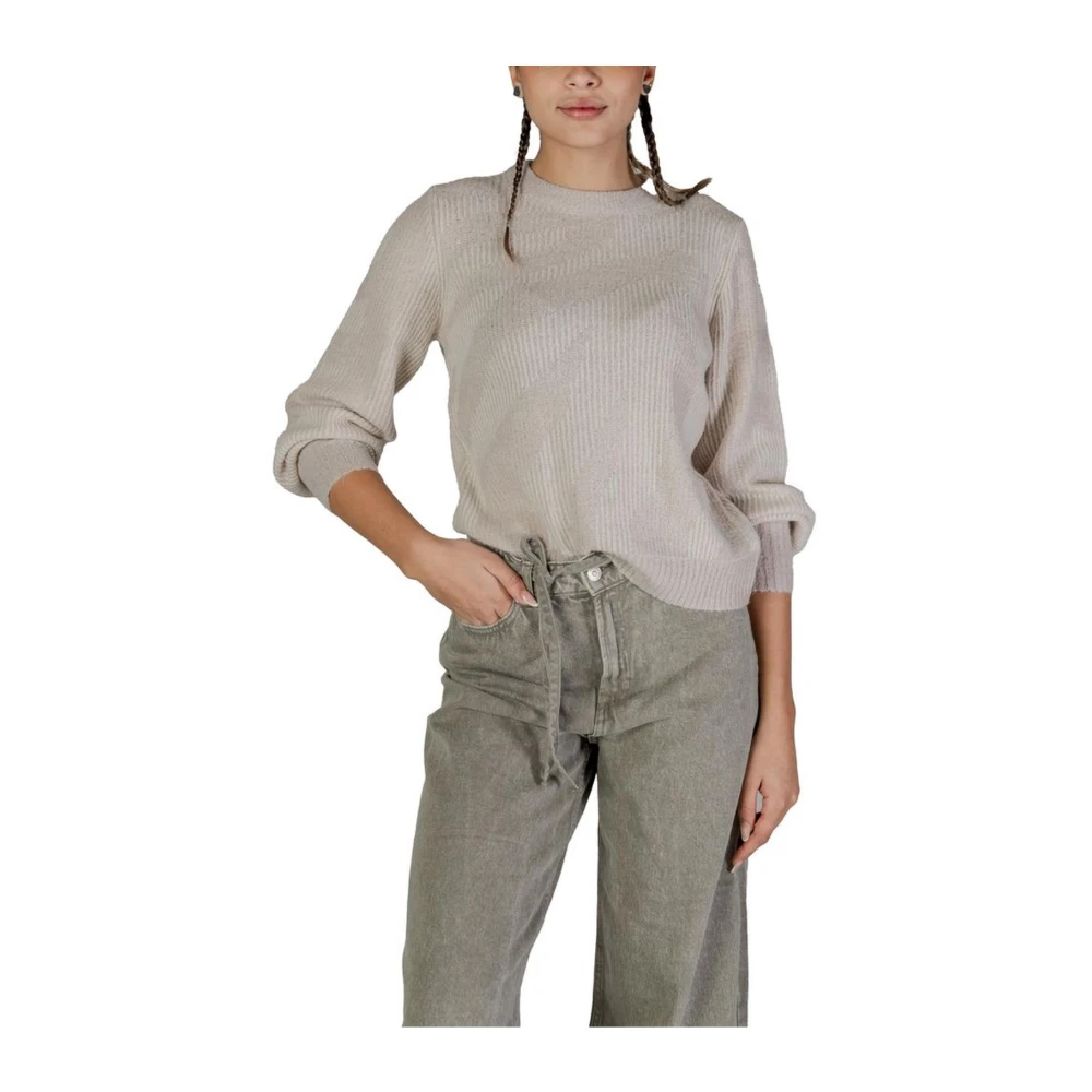 Vila Gezellige Acryl Blend Trui voor vrouwen Beige Dames