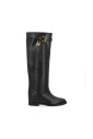 bottes-en-cuir-noir-avec-cadenas-dore