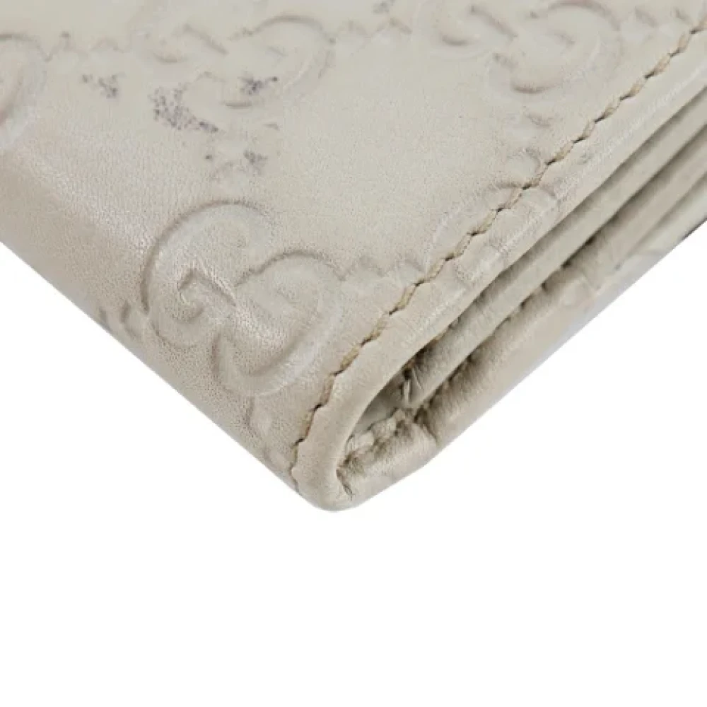 Gucci Vintage Tweedehands witleren portemonnee White Dames