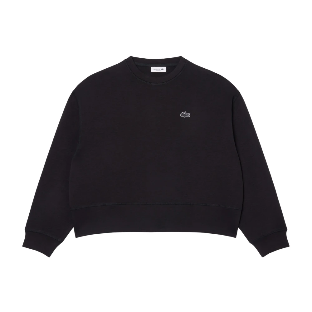 Lacoste Kvinno Svart Sweatshirts & Hoodies Dam, Xs, Bomull, Oversized Bomullssweatshirt