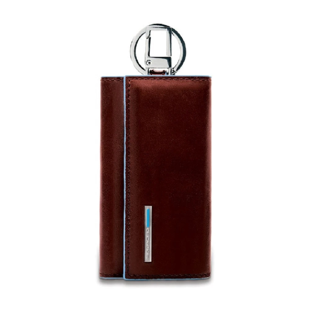 Piquadro Unisex Bruin Accessoires One Size, Leer, Donkerbruine Sleutelhanger Met Karabijnhaak